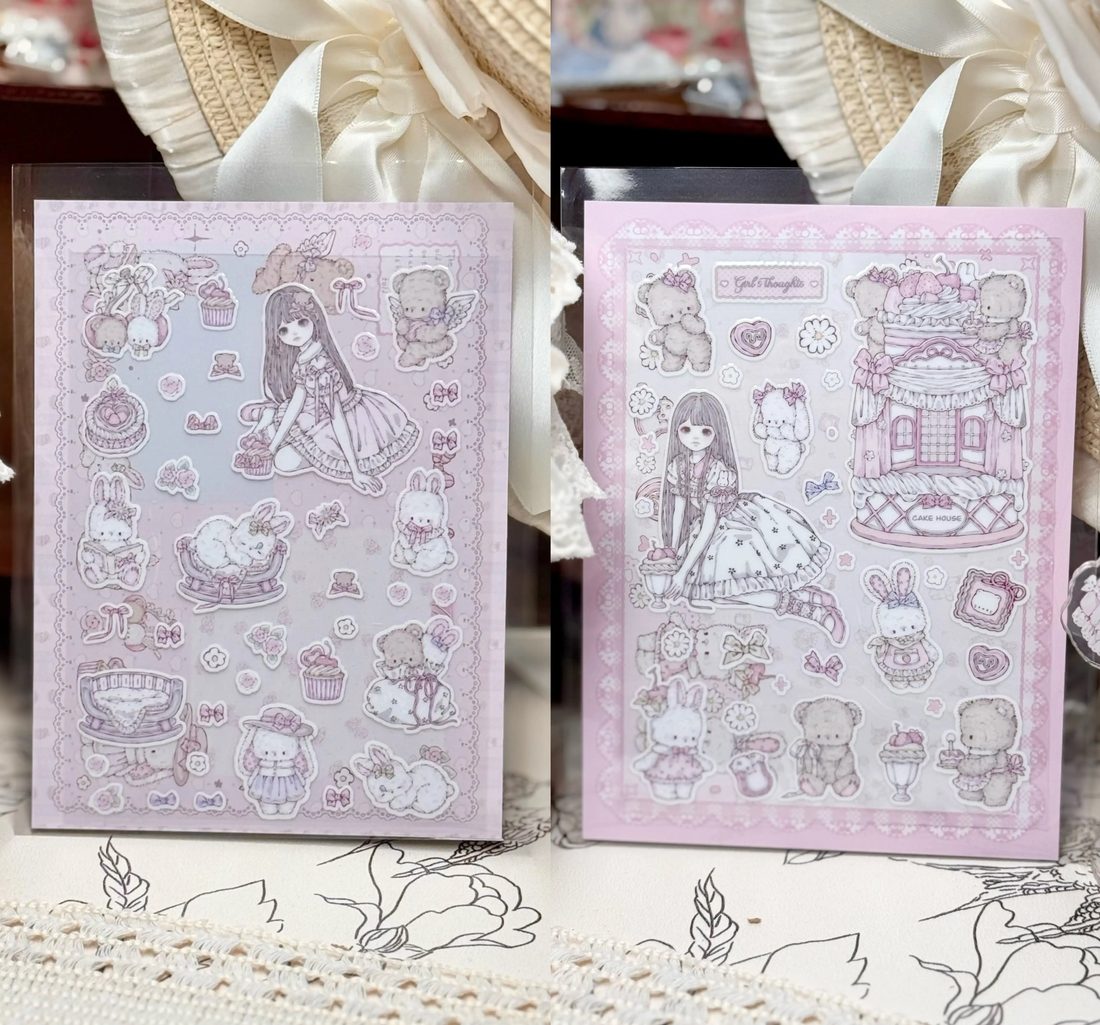Cherry Cream Rabbit & Strawberry Cake House Transfer Sticker - view 1