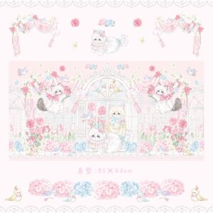 Romantic Rose Cat PU Leather Desk Mat - Water & Oil Resistan - view 1