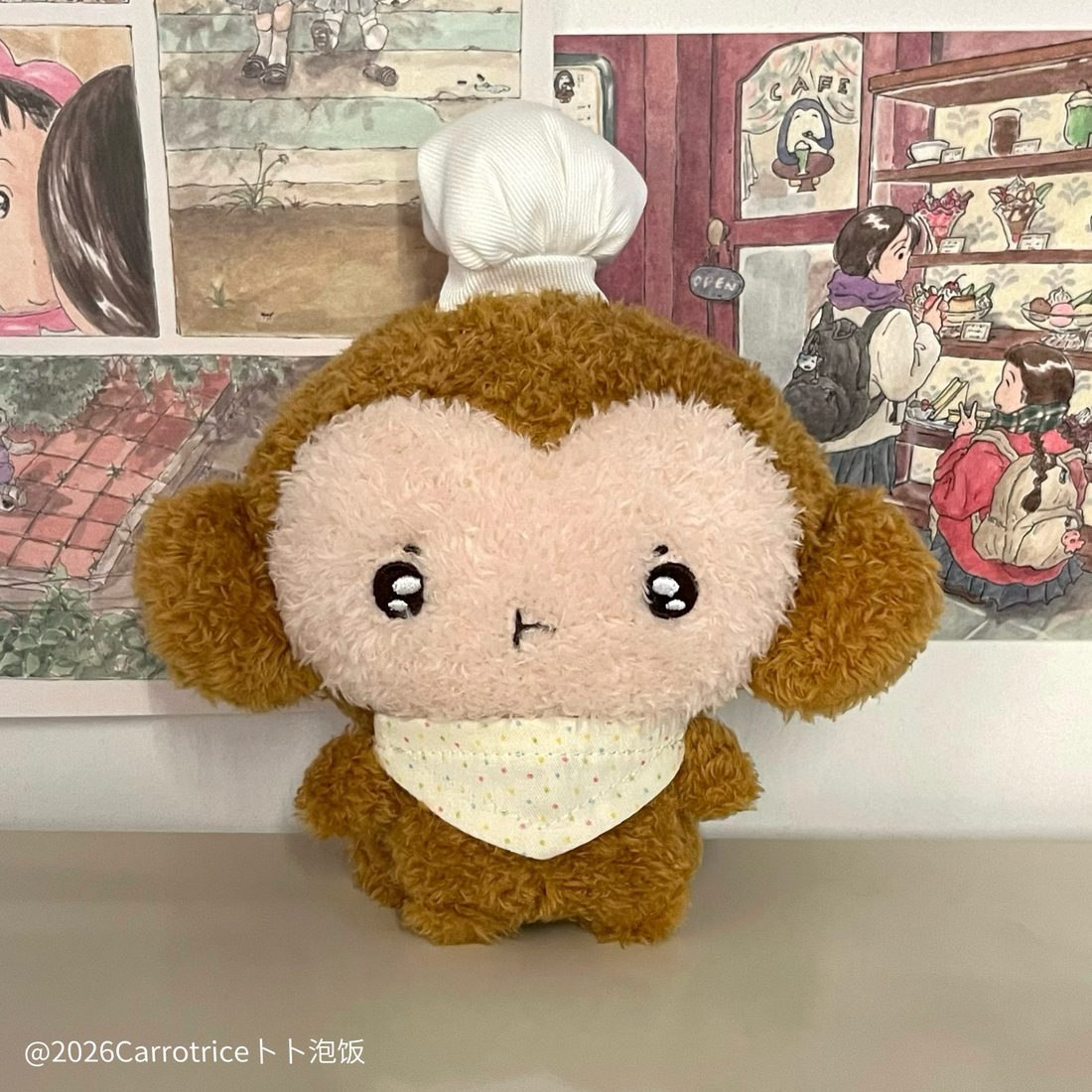 BuBu PaoFan Muki Monkey Plush Doll — Polka Dot, with Sticker