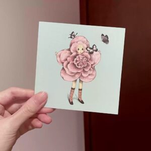 fufuX Retro Series Original Illustration Square Card - Vintage Art Postcard (10x10cm)