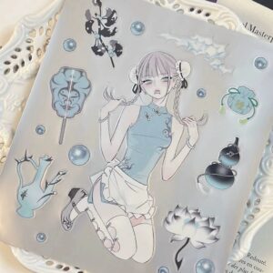 Wanjiao Club 'The Girl Who Might Die Anytime' Guka Stickers - Matte Silver (115x30mm)
