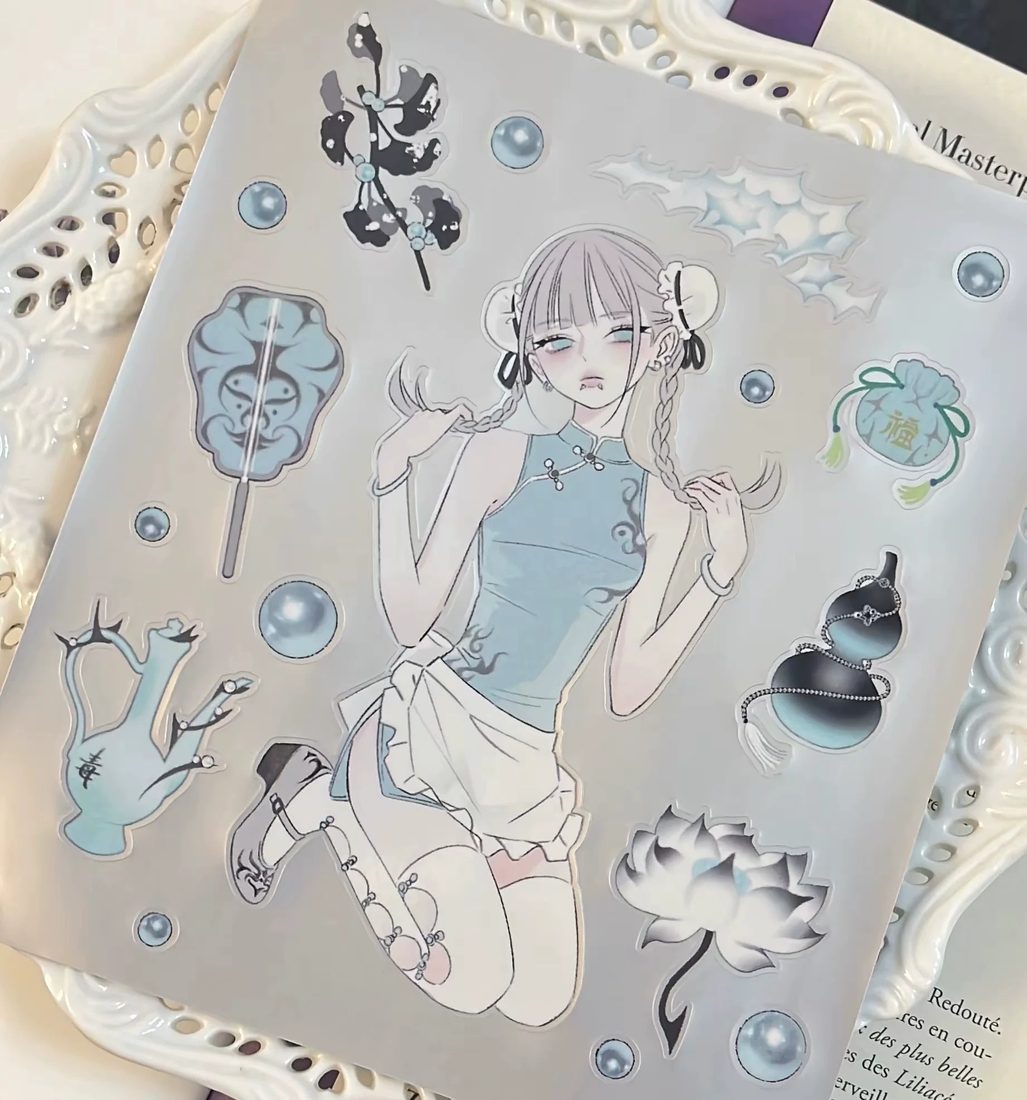 Wanjiao Club 'The Girl Who Might Die Anytime' Guka Stickers - Matte Silver (115x30mm)