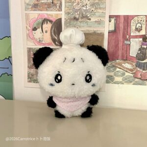 BuBu PaoFan Komi Panda Plush Doll — Pink Polka Dot, with Sticker