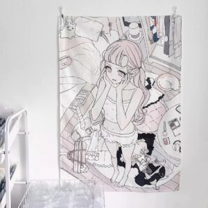 Wanjiao Club 'Rina in Doubt' Wall Tapestry / Room Hanging (100x70cm)