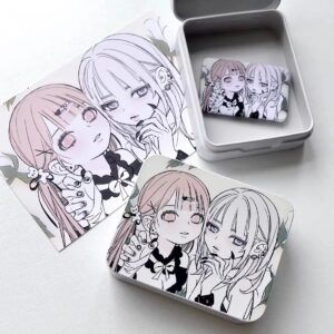 Wanjiao Club 'Nail Art Show' Flip-Top Tin Box - Storage for Guka Stickers & Badges (9.3x7.5x2.5cm)