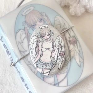 Wanjiao Club 'Angel Flail' Brushed Silver Badge / Pin (6.5x4.5cm)