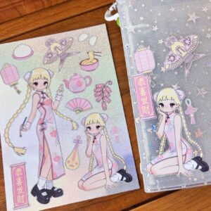 where Chinese Qipao Girl Sticker Sheet - Holographic Character Stickers for Journals - view 1